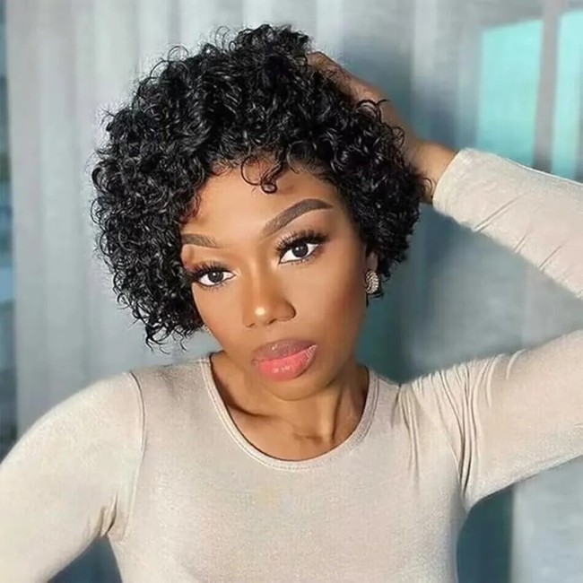 13*1 Brazilian Pixie Curly with Ear-to-Ear T lace Human Hair