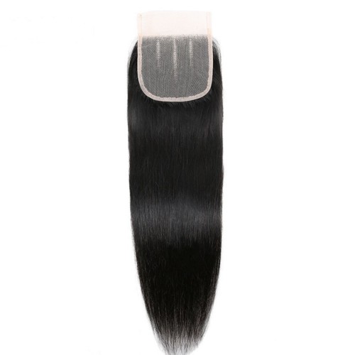 4*4 Lace Closures Human Hair Handmade Straight Hairpiece