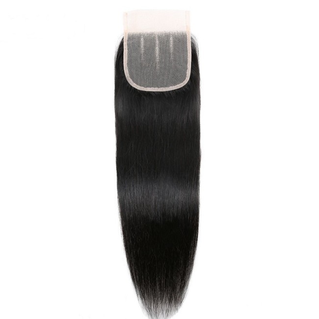 4*4 Lace Closures Human Hair Handmade Straight Hairpiece