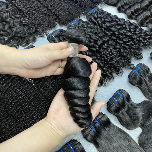 Customized real human hair wigs, loose wave bundles, human hair headpieces, hair extensions, foreign trade wigs