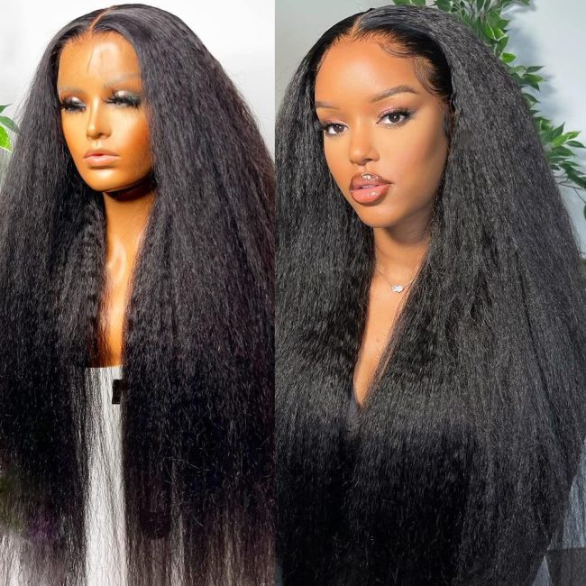 13*4 kinky straight full human hair wig, African foreign trade model humanhair, acrylic