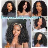 Real human hair lace front pixie curly wig