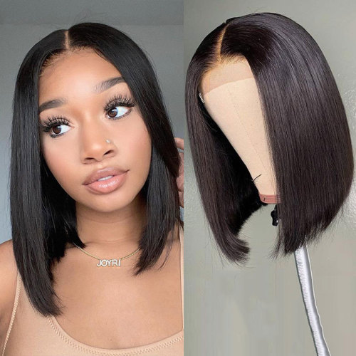 Real human hair BOB wig 4*4 natural color straight human hair wig in stock for immediate delivery
