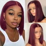 10A Brazilian 99j Bob 200%density 13*4 Frontal Lace Wig