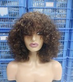 Brazilian Human Hair 300% density 10inch Fringe Curly Bob