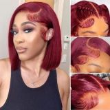 12A Brazilian 99j Red Wig 200% density With 13*4 Frontal Bob