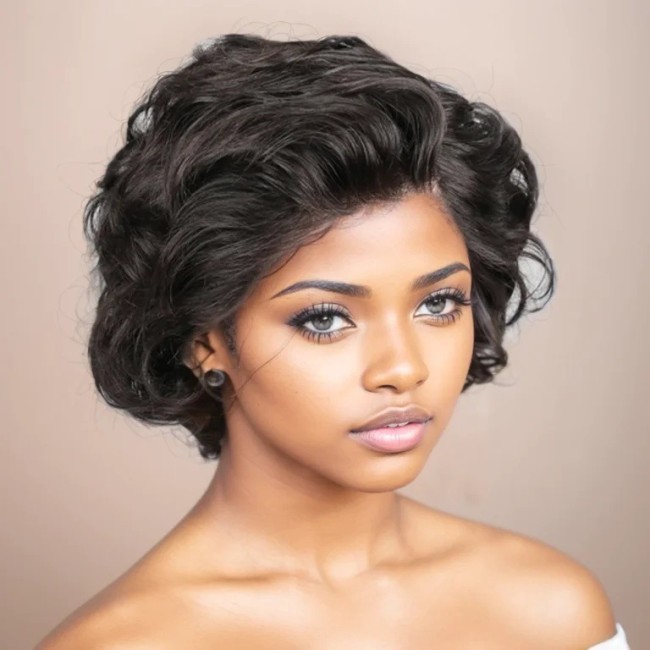13*4 frontal Egg Roll Pixie Cut Wig Short Bob