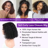 Real human hair Kinky Curly BOB Wig Human Hair 5x5 Lace Closure Cross-border 5x5 Wig