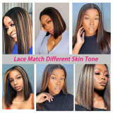 European and American short hair wigs made of real human hair 4X4 Lace Front Bob Highlight 1B30 Wigs