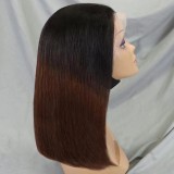 10A Brazilian 1BT4 Brown Color Straight Bob With 13*4 Lace