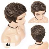 100% Human Hair Short Cut Curly Wig Afro Bob Full Human Hair