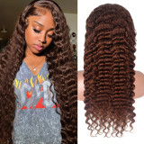 13*4 deep wave lace brown human hair wig African 4#deep waver wigs