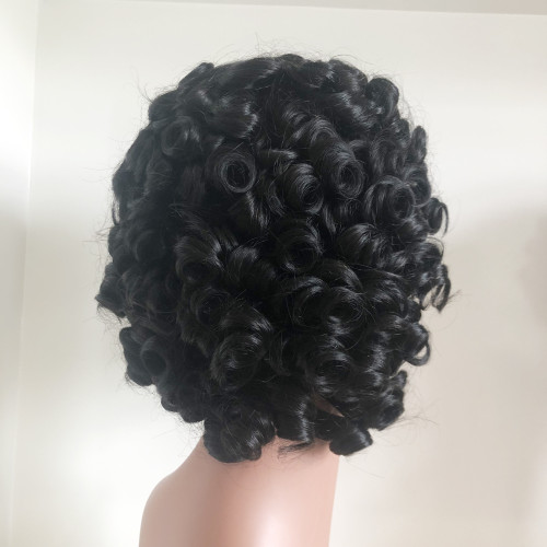 Wig Headgear for Foreign Trade, African Black Short Curly Hair, European and American Cross-Border Wig, Real Human Hair, Women's Machine-Made Headgear, Xuchang