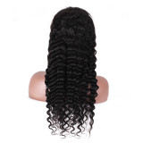 13*4 lace human hair wig deep wave headpiece cross-border European and American black long curly hair in stock from manufacturer