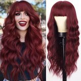 Cross-border mechanism full head wig with bangs, large waves, colorful synthetic fiber, water wigs, 2D style