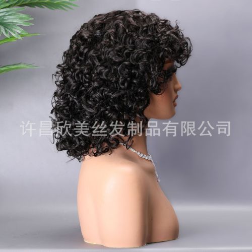 Water wave with bangs Short curly Human Hair
