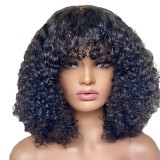 Brazilian Human Hair 300% density 10inch Fringe Curly Bob
