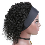 Wig made of real human hair with ice silk headband, deep bob, cross-border wholesale, celebrity style long curly hair