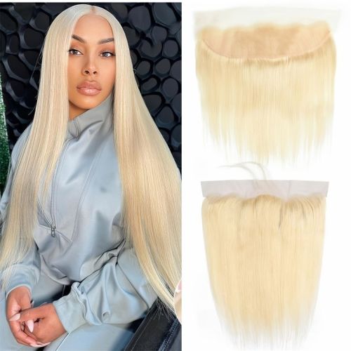 13*4 Transparent Lace Light Golden 613 Large Hair Piece Golden Hand-Woven Real Human Hair Xuchang In Stock