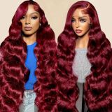 99J Burgundy Lace Front Wigs Human Hair 12A Big Wave Wig for Black Women