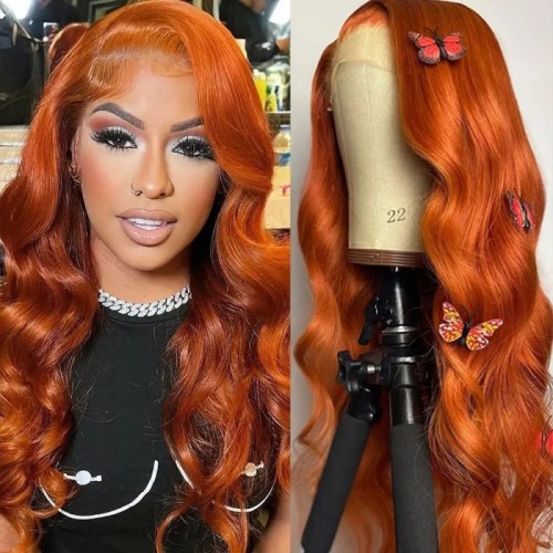 12A Brazilian 350# Orange 13*4 Frontal Lace Wig Human Hair