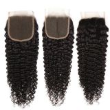 4*4 HD Transparent lace kinky curly closure human hair