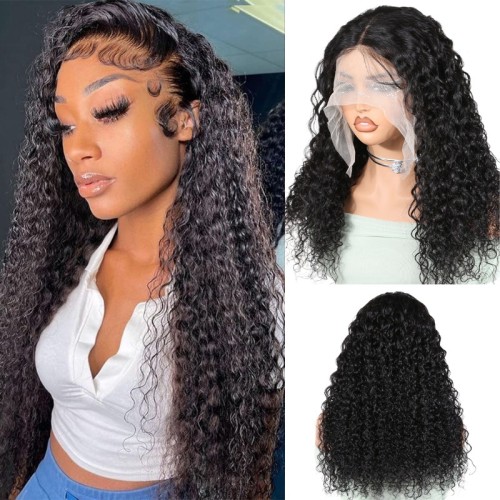13x4 front lace wig with real human hair, kinky curly real hair wig, cross-border wholesale curly hair