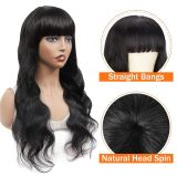 European and American wigs made of real human hair for women, machine-made bangs, wavy body wave hairpieces, foreign trade cross-border wholesale