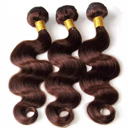 No. 4 brown color body wave bundle human hair