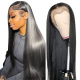13*6 lace wig, real human hair, black straight hair, middle parting, long straight hair, front lace wig, full head cover, hot sale