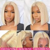 European and American wigs made from real human hair 13X4 bob lace front human hair wigs 613 cross-border