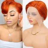 10A Brazilian 350# Pixie Bob With 13*4 Frontal Wig Human Hair