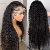 180% density 13*4 water wave lace front human hair wig curly long wavy hair
