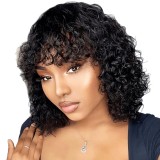 European and American wigs made of real human hair for women with bangs, water deep bob wigs, foreign trade cross-border wholesale
