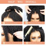 Cross-border European and American wigs made of real human hair, Half Wig 3 in 1 Human Hair afro kinky wigs