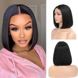 12A Brazilian Straight Bob 4*4 Closure Lace Wig Human Hair Wig
