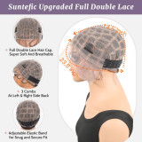 Double-layer full lace hand-crocheted wig cap with human hair and baby hair