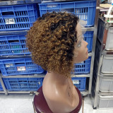 12A Pixie Short Cut Curly Wig 13*4 Frontal Virgin Human Hair