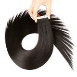 Factory-made real human hair extensions, bone straight, double-sided adhesive tape-in hair, long straight hair