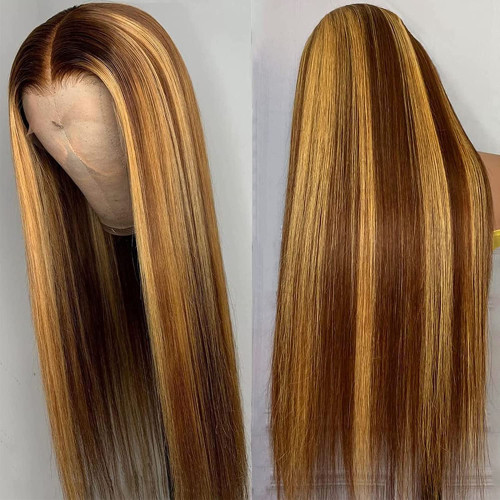 Highlight Ombre 4/27  Human Hair 180% Density P4/27# Cross-border wigs and headpieces