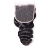 Peruvian human hair 4*4 Lace Closure loose wave human hair piece