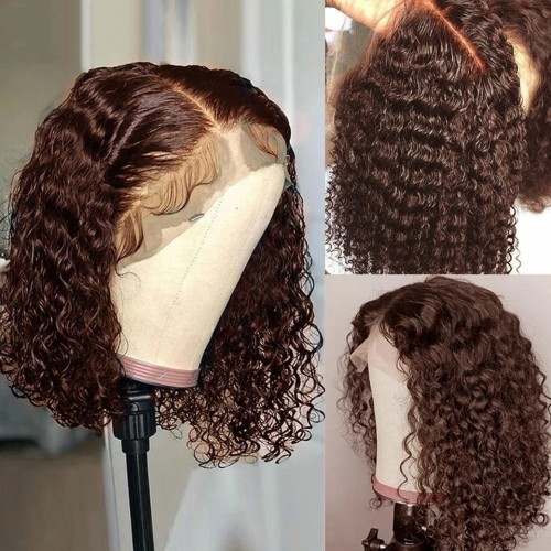 12A 13*4  Frontal Deep Curly Bob 200% density Indian Hair