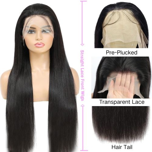 European and American wigs made of real human hair, 13x6 lace front, straight hair, women's headgear, cross-border wholesale