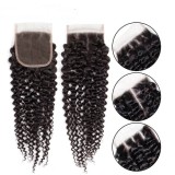 4*4 HD Transparent lace kinky curly closure human hair