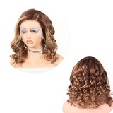 Cross-border 13*4 lace frontal wig human hair body bob 4/27 wig real human hair