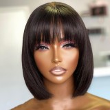 Human Hair Fringe Bob High Quality Full Density Bangs Wig