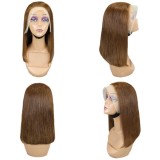Bone Straight Lace Frontal Wig Short Bob 4# Human Hair