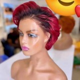 Hot Sale 13*4Pixie Bob Wig 180% density Brazilian human hair