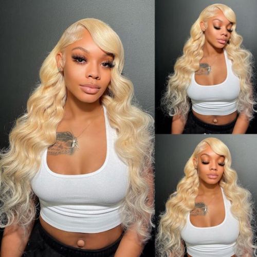 613 gold body wave frontal lace wig