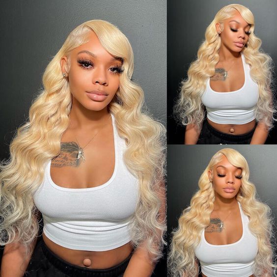 613 gold body wave frontal lace wig